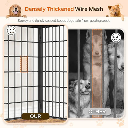 YATINEY Foldable Dog Crate Furniture, 47.2" Dog Crate with DIY Frame, Heavy Duty Dog Kennel Indoor with Hooks, Wooden Dog Cage End Table, for Small/Medium/Large Dogs, Rustic Brown DC120BR