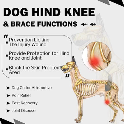 ROZKITCH Dog Recovery Suit for Rear Right Left Leg, Pet Prevent Licking Wound Elbow Protector, Dog Back Leg Sleeve for Sprain ACL CCL Arthritis Joint Care Black 3XL