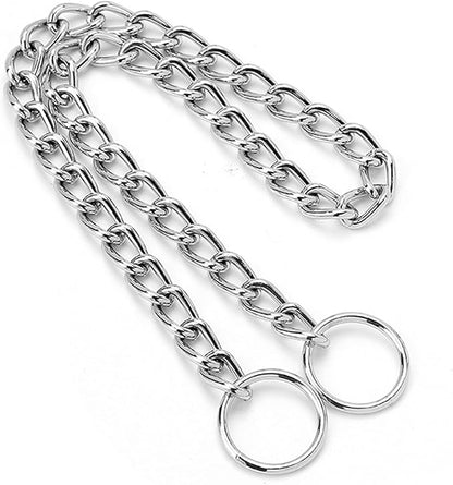 Metal Chain Dog Collar, Slip Link Heavy Duty Dog Collar Training Puppy Collars for XXS XS Small Medium Large Dogs, Silver XS