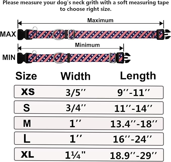 American Flag Martingale Collar for Dogs with Buckle 4th of July No Pull Adjustable Nylon Limited Slip Training Dog Collars (Navy Blue Flag, Small)