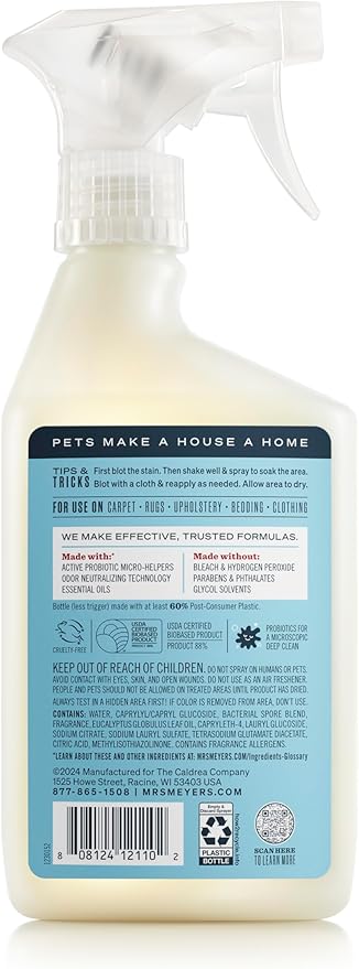 Mrs. MEYER'S CLEAN DAY Pet Stain & Odor Fighter,Coconut Leaf Scent,16oz,(Pack of 2)