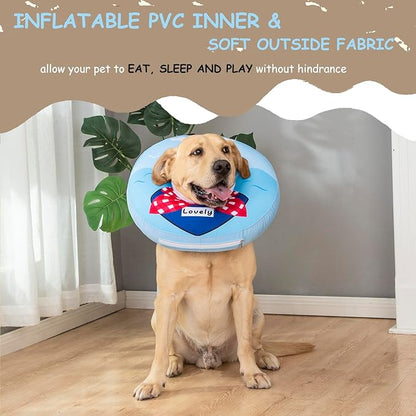 Inflatable Dog Cone Collar,Waterproof Soft Dog Donut Cone for Large Medium Small Dogs Cats, Recovery Pet E-Collar Alternatives After Surgery (Tie Red, Large)