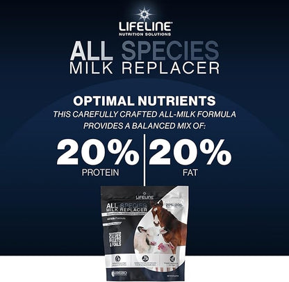 ANNUSO LIFELINE All Species Milk Replacer 20:20, 10lb Bag - All-Milk Formula with LifePulse - For Calves, Piglets, Foals - Supports Growth, Digestion, Immunity - Easy Mix, High Protein & Fat Blend