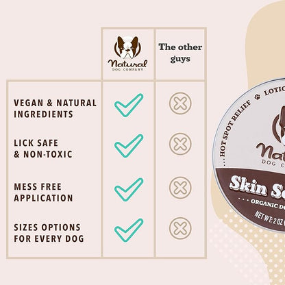 Natural Dog Company Skin Soother Balm for Dogs – Dog Skin Balm for Dry Winter Skin, Seasonal Sensitivity & Environmental Stress, Dog Moisturizer with Coconut Oil, Calendula & Vitamin E, 2 oz Tin