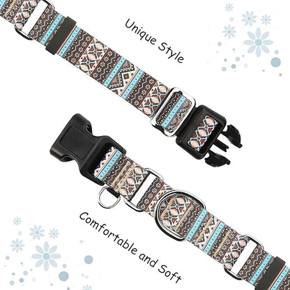 Martingale Dog Collar with Buckle Tribal Design Adjustable Escape Proof Pet Collars (Aztec, Small)