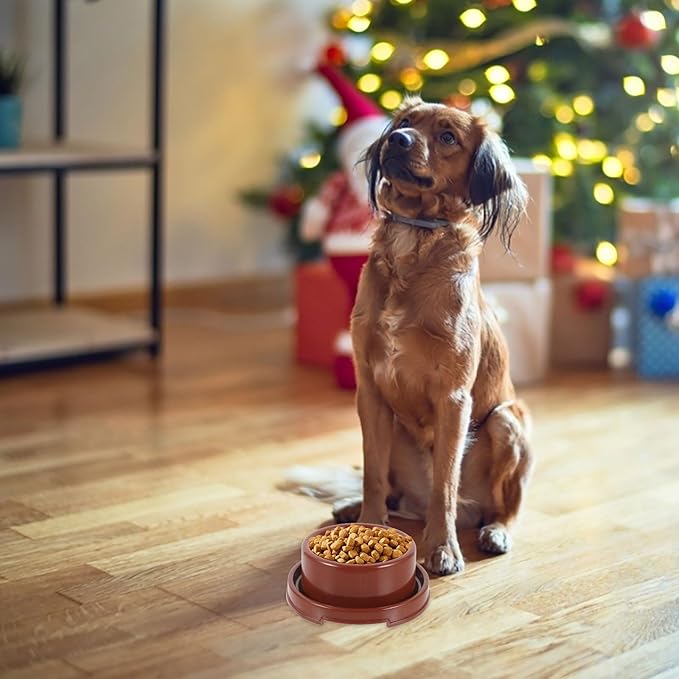 Milisten Pet Food Holder and Dog Bowl Pp Plastic Round Feeding Dish Brown for Puppy Feeding Station and Pet Supply