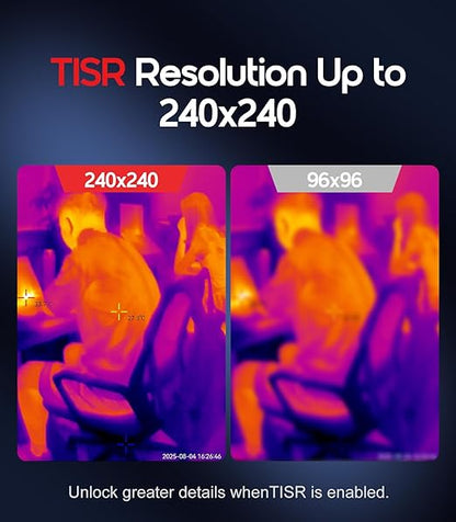 Thermal Camera, 240 x 240 TISR Resolution, -4°F to 1022°F Temp Range, 25Hz Infrared Camera with Temperature Alarm, 50°FOV Handheld Thermal Imaging Camera