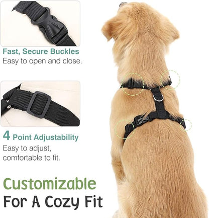 VavoPaw Dog Seat Belt, Safety Vest Dog Car Harness with Adjustable Buckle Dog Seat Belt for Vehicle Nylon Pet Safety Seat Belts Heavy Duty(XL, Black)