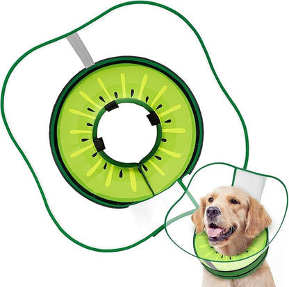 Sponge Dog Cone Collar, Dog Recovery Collar Alternative with Detachable High Clear Shield, Adjustable Soft Neck Cone for Small Medium Large Dogs, Stop Licking After Surgery (Kiwi,XXL)