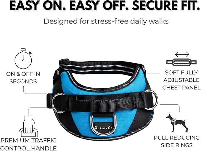 ShawnCo Essential Dog Harness, No-Pull Pet Vest with 3 Leash Clips, No Choke, Reflective, Adjustable and Padded, for Easy Walking and Training for Small, Medium and Large Dogs (Arctic Camo, M)