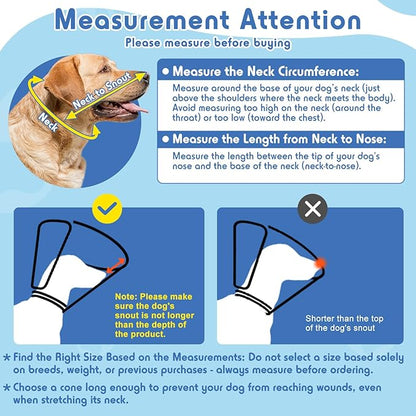 Dog Cone, Transparent Recovery Collar for Large Dogs, E Collar After Surgery to Stop Licking, Depth Adjustable Soft Cone Not Block Vision Patented (XL-Long)