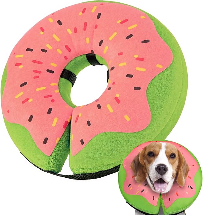 Gimars Inflatable Dog Cone Alternative Dog Donut Collar After Surgery, Soft Neck Pillow Recovery Cone, Elizabethan Collar Alternative for Medium Dogs
