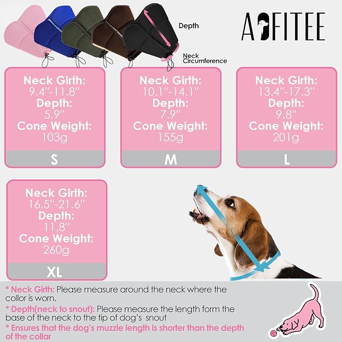 AOFITEE Dog Cone - Soft Cone for Dogs After Surgery, Comfy Cones for Large Dogs to Stop Licking, Adjustable Soft Dog Cone Collar, Elizabethan Pet E-Collar for Wound Healing, Blue Large
