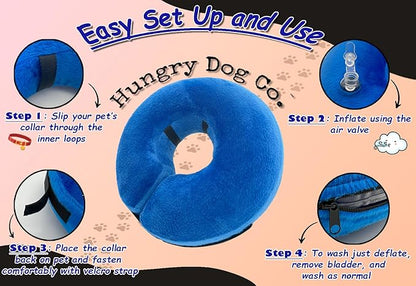Hungry Dog Co.- Premium Inflatable Dog Collar for Dogs and Cats - Helps in Pet Recovery - Comfortable and Safe for Your Pet - Soft E-Collar – Dark Grey, Small (5”- 8” Neck)