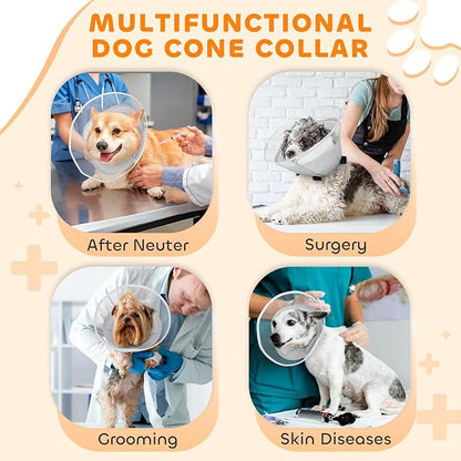 Soft Dog Cone Collar for Large Medium Small Dogs, Adjustable Cones for Dogs to Stop Licking, Recovery Collar After Surgery to Prevent Licking-Comfortable Alternative to Dog Cones(L(Neck:15.5"-17.8")