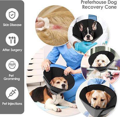 Soft Dog Recovery Collar Cone for Medium Dogs, Dog Cone Alternative for Dogs to Stop Licking, Grey
