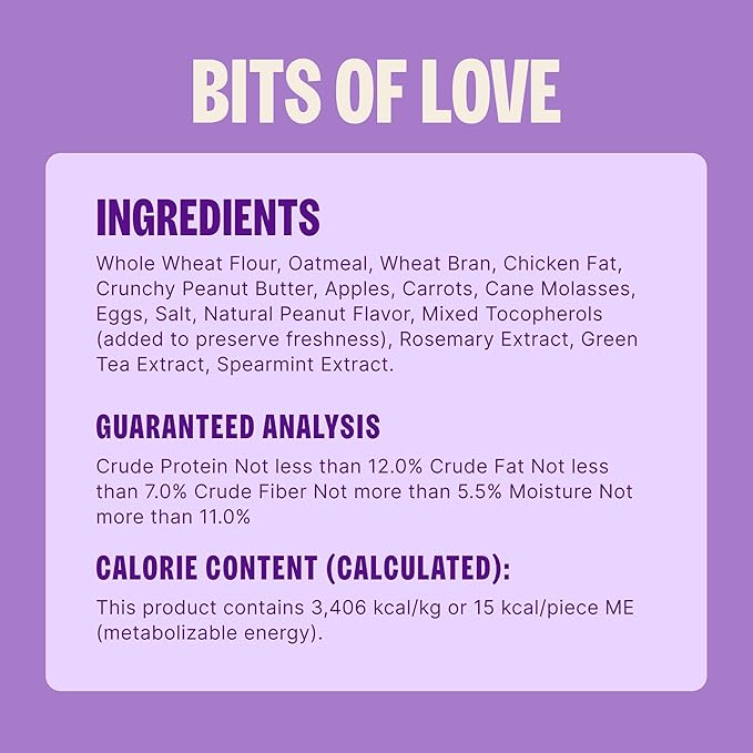 Wellness Old Mother Hubbard Bits of Love P-Nuttier Dog Biscuits, Natural Treats, Valentine's Day, Seasonal, Peanut Butter Flavor, 6 oz Bag