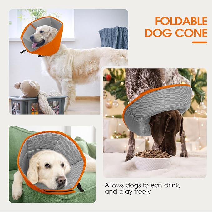 Dog Cone Collar After Surgery, Soft Cone for Small Dogs to Stop Licking, Adjustable Elizabethan Collar for Dogs, Lightweight Breathable Dog Recovery Cones for Wound Healing & Hot Spots