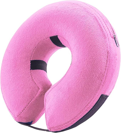 Inflatable Dog Cone Collar, Soft Dog Cone Blow-up Protective Recovery Collar, Pink (L Size)