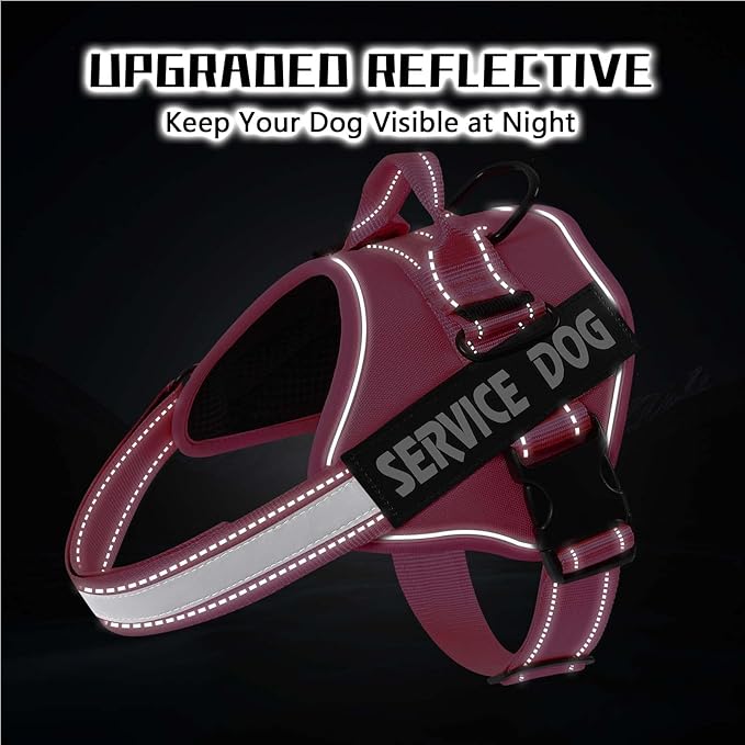 MUMUPET Service Dog Harness, No Pull Reflective Adjustable with Handle, Soft Breathable Padding for Small Dogs, 2 Removable Velcro Patches (Hot Pink, S)