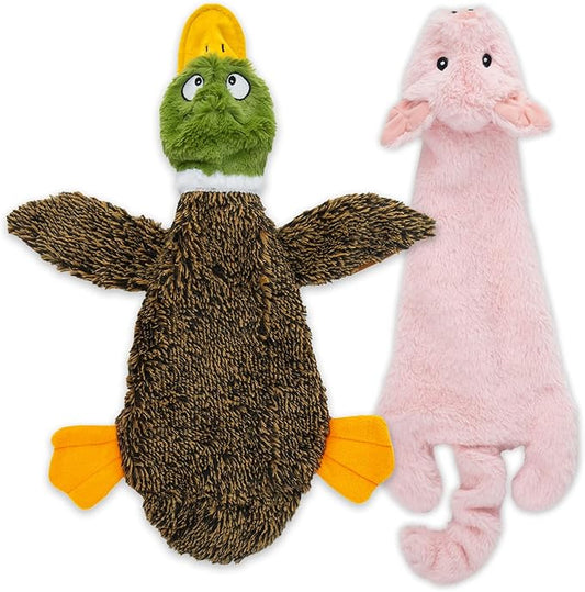 Best Pet Supplies Squeaky Dog Toys with Soft Durable Fabric for Small, Medium and Large Pets Interactive Toy for Indoor Play, Supports Active Biting and Play - 1Wild Duck, Pig, Small