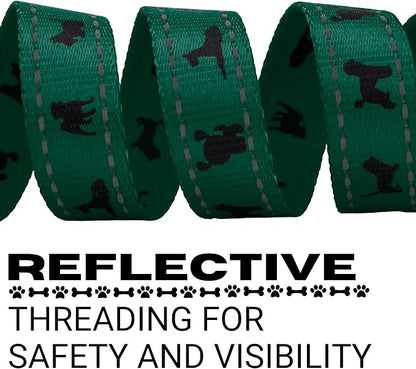 EcoBark Dog Leash - Soft & Reflective Comfort Leash with Padded Handle - Strong Durable Heavy Duty - Training and Pulling for Small, Medium or Large Dogs (Forest Green)