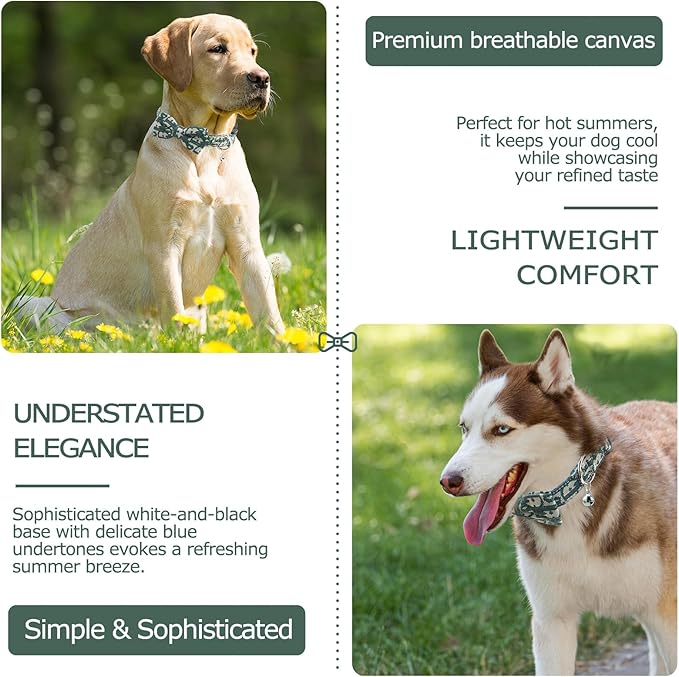 Bowtie Collars for Small Dogs, Elegant Puppy Collars with Leash Set, Tiny Dog Collars with Bowtie Adjustable 9.8"-13.8", Green, S