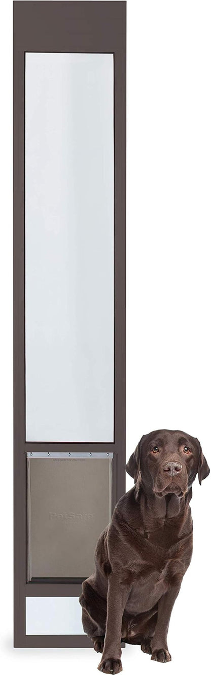 PetSafe Sliding Glass Pet Door - No-Cut DIY Install Doggy Door for Renters - Aluminum Frame - Adjustable Height 75 7/8" to 80 11/16" - Ideal for Large Dogs Up to 130 lb - Bronze