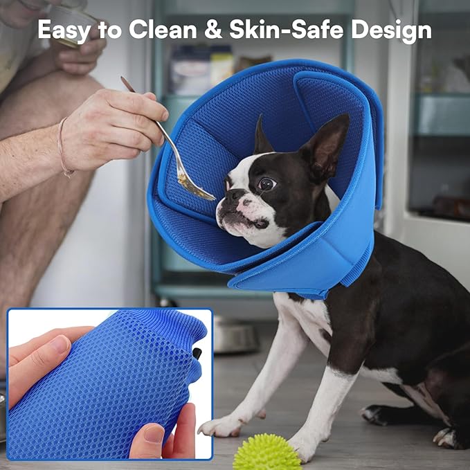 Queenmore Soft Dog Cone Collar,Comfortable Dog Cones for Medium Dogs/Cats to Stop Licking After Surgery,Comfy Cone for Dogs, Neuter Recovery Ecollars of Shame Alternatives,Blue,M