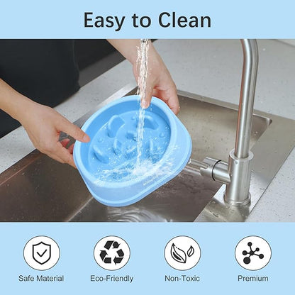 MateeyLife Small Slow Feeder Cat Bowls 2PCS, Anti-Choking Puzzle Cat Food Bowls, Anti-Slip Interactive Dog Feeding Slow Down Eating, Bloat Stop Maze Dishes Dog Feeder for Small Breeds 1 Cup