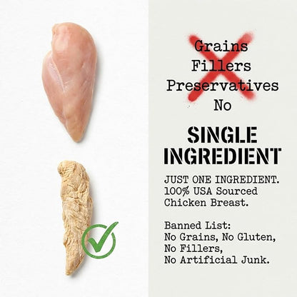 Freeze Dried Chicken Breast for Dogs & Cats – Single Ingredient Dog Treats – USA Sourced & Made – High Protein, All Natural, Grain Free – Raw Freeze-Dried Training Treats (3oz)