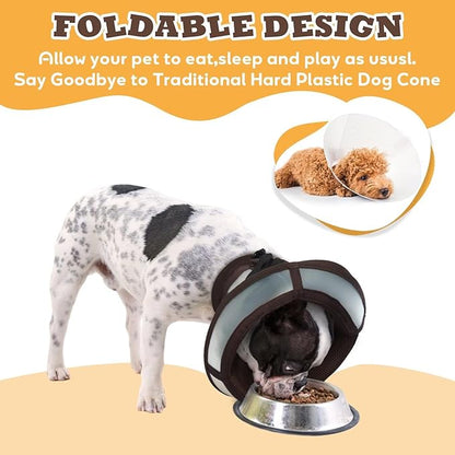 Soft Dog Cone for Dogs After Surgery,Foldable Dog's Cone Collar,Adjustable E Collar Alternative to Stop Licking,Pet Cones for Dog,Doggy Surgery Collar,Dogs Recovery Collars & Cones,Brown,L