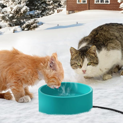 3.2L Heated Water Bowl for Outdoor Dogs Cats - 30W Thermostatic Control Heating Pet Bowl with 6.6Ft Bite-Proof Cord for Winter Chickens