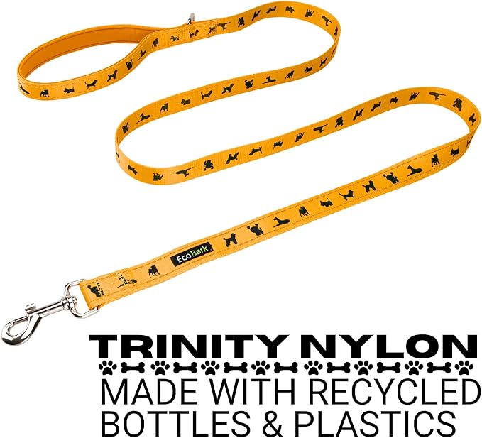 EcoBark Dog Leash - Soft & Reflective Comfort Leashes with Padded Handle - Safe, Strong, & Durable for Small, Medium or Large Dogs (Yellow)