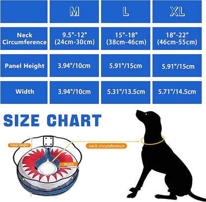 Inflatable Dog Cone Collar Soft Dog Cone Alternative After Surgery to Stop Licking for Large Medium Dogs Recovery Donut Cone Adjustable Neck Collar with Enhanced Anti-Licking Guard Shield,Shark Blue,L