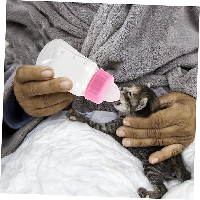 KESYOO 2PCS Leak Proof Kitten Milk Bottle Sturdy Plastic PET Feeder Nipple for Nursing Small Cats and Puppies for Newborn Animal Feeding