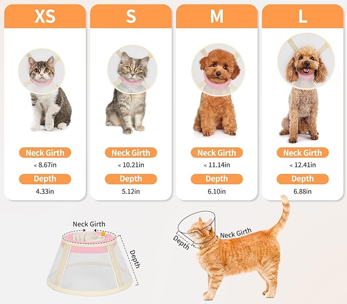 Cat Cone Collar Soft- Adjustable Comfortable Air Mesh Recovery Cone After Surgery to Stop Licking and Scratch, Alternative to Plastic Elizabethan Collar for Cat, Whiskers Freedom (Pink, S)