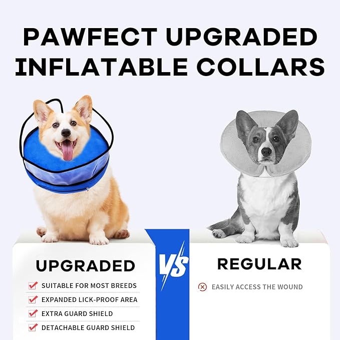 Inflatable Dog Cone Collar-Enhanced Anti-Licking Protective Cone with Adjustable Strap-Soft Dog Donut Collar Recovery Cone for Pets After Surgery(Blue, XL)