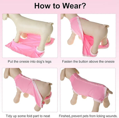 SAWMONG 2 Pack Recovery Suit for Dogs After Surgery, Dog Recovery Suit Soft Polyester, Pet Spay Surgical Suit Female Male, Dog Onesie Body Suit Substitute E-Collar Cone,S