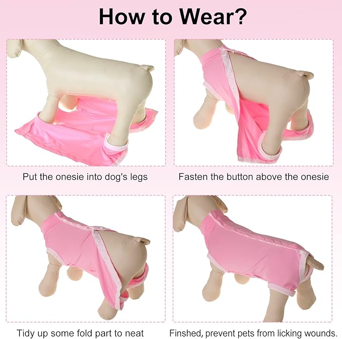 SAWMONG 2 Pack Recovery Suit for Dogs After Surgery, Dog Recovery Suit Dog Spay Surgical Suit for Female Dogs, Dog Onesie Body Suit for Surgery Male Substitute Dog E-Collar,M
