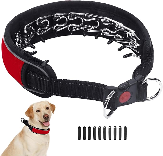 Martingale No Pull Dog Collar for Large Medium Dogs Training Walking, Heavy Duty Nylon Reflective Adjustable Anti Pull Slip Collar with Buckle M Red