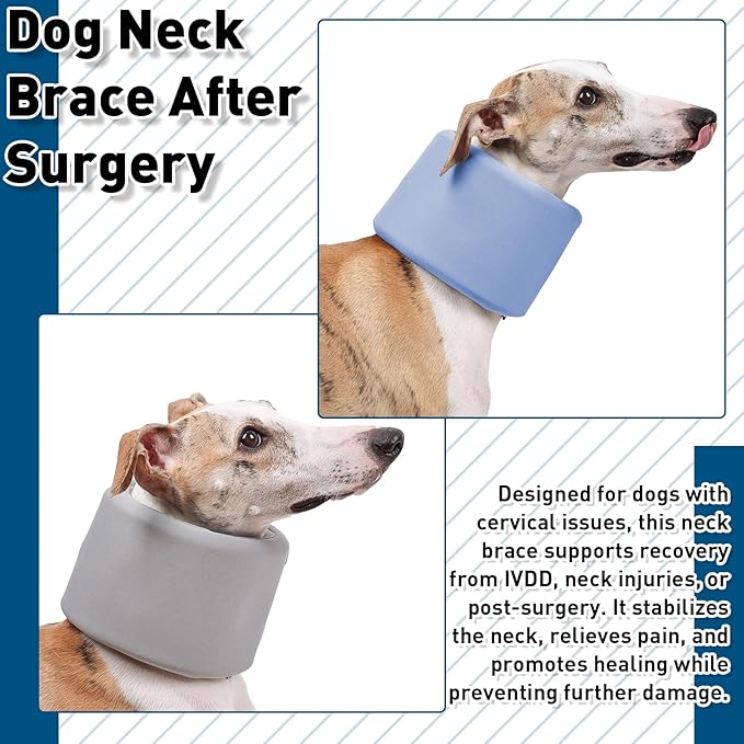ETIAL Dog Neck Brace After Surgery, Breathable Dog Protective Collar to Prevent Pets from Anti-Bite Lick Wound Healing, E-Collar & Cone Collar Alternative for Small Medium Large Dogs (Gray, XL)