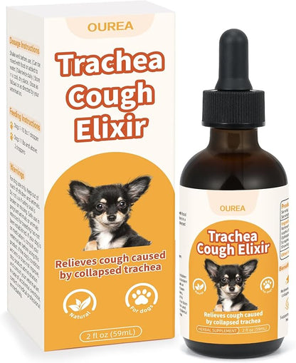 Ourea Collapsed Trachea Treatment for Dogs, Dog Cough Treatment, Trachea Cough Elixir, Natural Herbs Help Dogs Breathe Smoothly and Support Tracheal & Respiratory Health (2 fl oz)