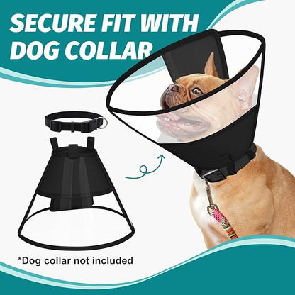 Dog Cone Collar After Surgery to Stop Licking, with Soft Waterproof Liner, Transparent PVC, for Large Medium Dogs, Elizabeth Neck Recovery Collar ALtermative(XL)