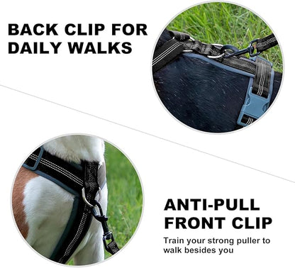Plutus Pet No Pull Dog Harness, Adjustable Nylon Harness with Soft Padding, Reflective and Heavy Duty Dog Harness for Small, Medium, Large Dogs(Black, XS)