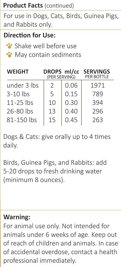 Amber NaturalZ Vibactra Immune Support Herbal Supplement for Dogs, Cats, Birds, Guinea Pigs, and Rabbits | Pet Herbal Blend for Overall Health | 4 Fluid Ounce Glass Bottle | Manufactured in The USA