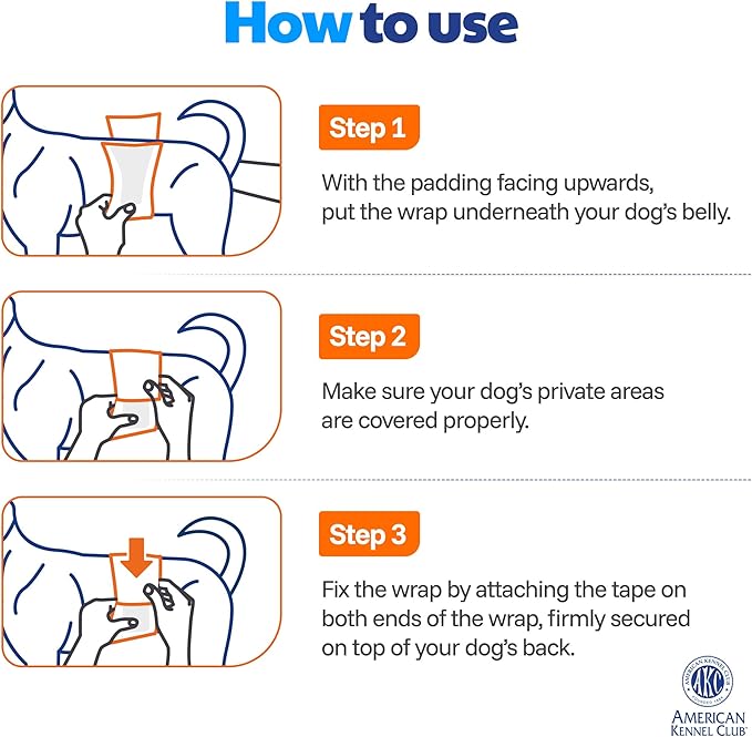 American Kennel Club Male Dog Wrap, Disposable Diapers with Wetness Indicator, Large, 50 Count