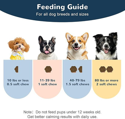 Melatonin for Dogs, Dog Calming Chews for Sleep Aid, Fireworks, Storms, Thunder, Barking, Separation, Calming Chews for Dogs with Valerian Root & L-Theanine, 90 Count