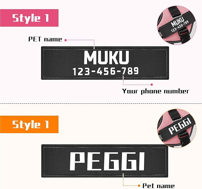 MUMUPET Custom Dog Harness Vest with 2 Personalized Name & Phone Patches, No Pull Reflective Adjustable with Handle, Soft Breathable Padding for Medium Dogs (Pink, M)