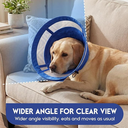 ASENKU Dog Cone Collar, Protective Recovery Dog Collar After Surgery, Comfy Adjustable Cone for Dogs to Stop Licking, Pet E-Collar for Small, Medium & Large Dogs(Blue, S)